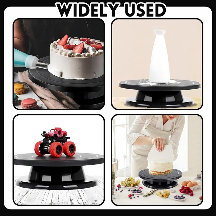 Обертова платформа для тортів Yeemeen 27см, професійний торт-дрот, чорний, антиковзаюча, для випікання тортів, для кухні