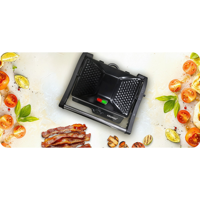 Електричний контактний гриль KRUMAD KMD159, чорний, 2000 Вт