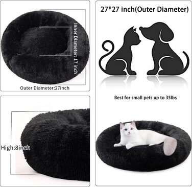 Кругле ліжко для котів та собак Nisrada, 70 см, рожеве, з антиковзною основою