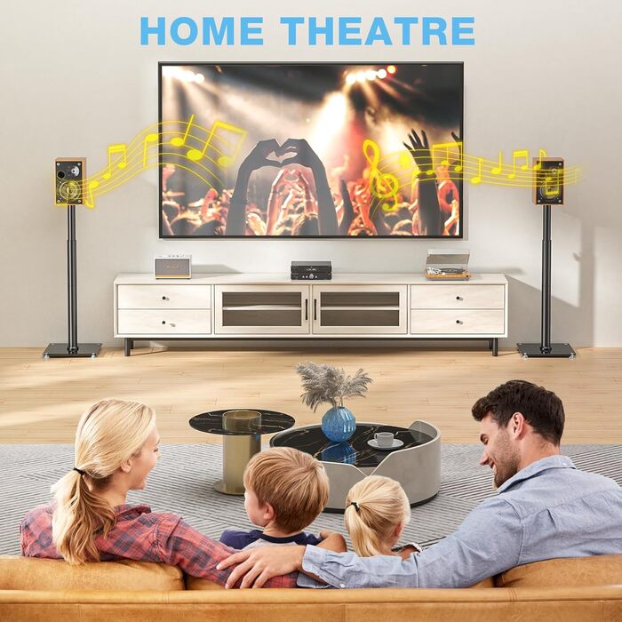 Підставка для акустики 5Rcom з кабелепроводом, регульована висота, для саундбарів та студійних моніторів, 5 кг вантажопідйомність