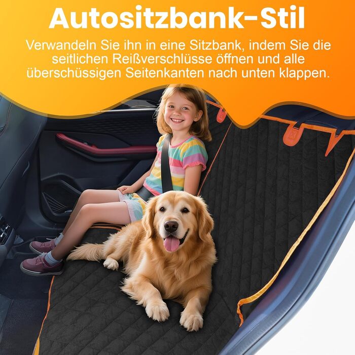 Автомобільна захисна накидка на заднє сидіння для собак, 600D, водовідштовхувальна, стійка до подряпин, з боковими захистами та оглядовим вікном, універсальна, для собак
