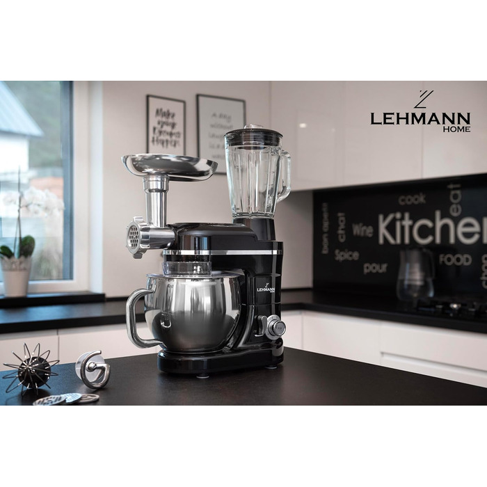 Lehmann Universal Kitchen Machine 3-in-1 Set | Stand Mixer with Planetary Mixing System | Multifunctional Kitchen Machine with Meat Grinder | Includes 1.5L Juice Extractor and 5L Stainless Steel Bowl
