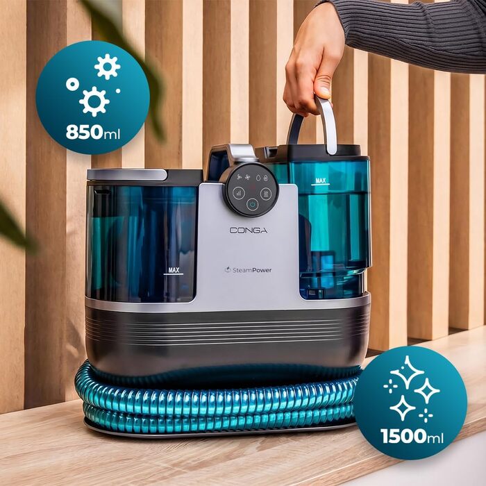 Пилосос-мийка Cecotec Conga 1700W 3-в-1: для килимів, м'яких меблів, пароочищувач, резервуари 1600/950 мл, радіус дії 9м