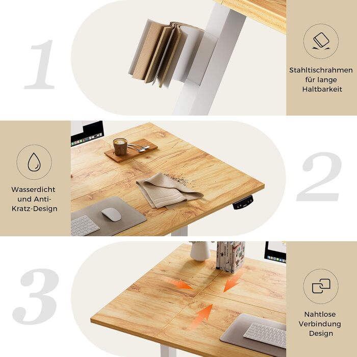 Регульований за висотою стіл Agilestic: електричний, з пам'яттю, ергономічний, для роботи, 120x80 см, білий