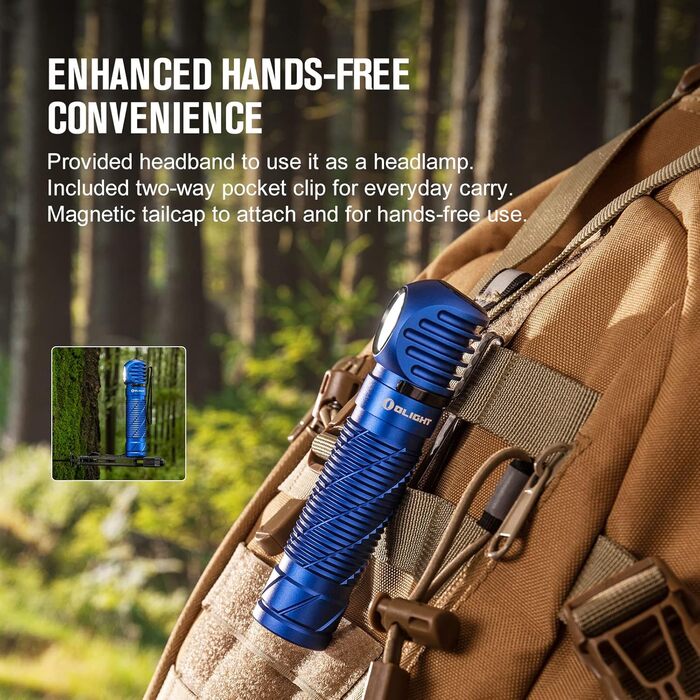 OLIGHT Perun 2 Headlamp 2500 Lumens, 166 Meter Beam Distance, USB Rechargeable LED Flashlight 5 Modes Headlamp with Timer Function, Custom Battery for Running, Jogging, Fishing, Camping (Blue)
