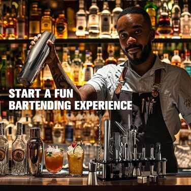 Набір для коктейлів 23 предмети Boston Edelstahl: шейкер, стійка для акрилу, рецепти, 4 камені для віскі - професійний барний набір для дому та вечірок