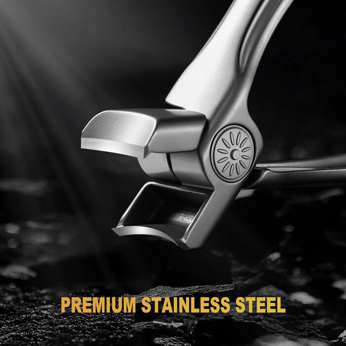 Кусачки для нігтів з лотком для обрізків, великі 8.6 см, для товстих нігтів, нержавіюча сталь, з пилкою для нігтів (чорні/срібні)