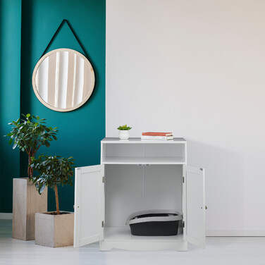 Relaxdays White Cat Litter Cabinet