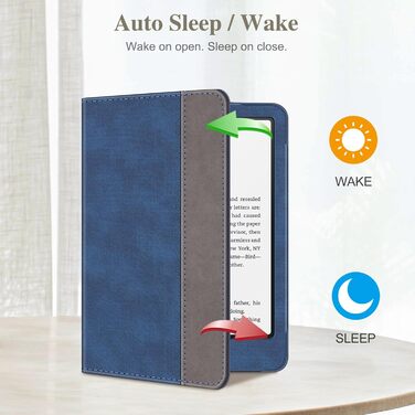 Чохол Fintie для Kindle Paperwhite 12-го покоління (2024/2025) з підставкою, петлею та авто-сон/пробудження, чорний (Denim Indigoblau)