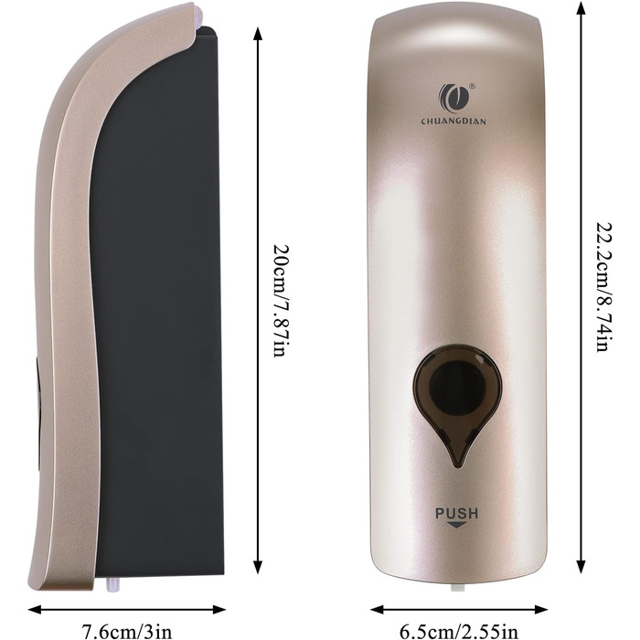 Настінний диспенсер для мила без свердління, 300 мл, ручний дозатор для гелю для душу/шампуню/дезінфікуючого засобу, дозатор для миючого засобу для душу, чорний/білий/золотий (шампань)