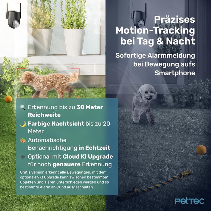 PetTec Pet Cam Buddy: камера для тварин з автоматичним годівницею 8L, Wi-Fi, 2-Way Audio, розпізнавання гавкіту, нічне бачення (LTE/4G, чорний)
