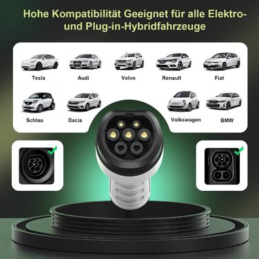 Зарядний пристрій (Wallbox) 11 кВт Type 2, CEE 16A, 6м, 3 фази, з лічильником електроенергії та таймером, для електромобілів (BEV/PHEV), Чорний