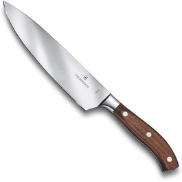 Професійний ніж для нарізання Victorinox Grand Maître, 20 см, надгостре лезо з прямим заточенням, дерев'яна ручка, нержавіюча сталь, коричневий
