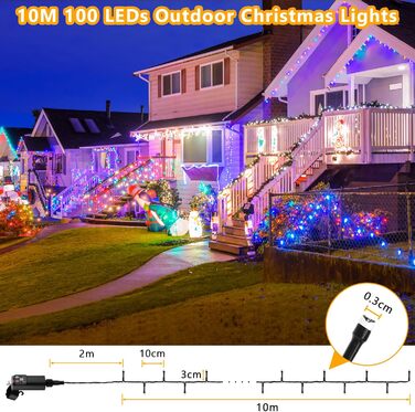 LED гірлянда на батарейках/USB, 10м, 100 LED, тепле біле світло, з таймером, вологостійка, для декору на Різдво, весілля, вечірки, балкона, саду