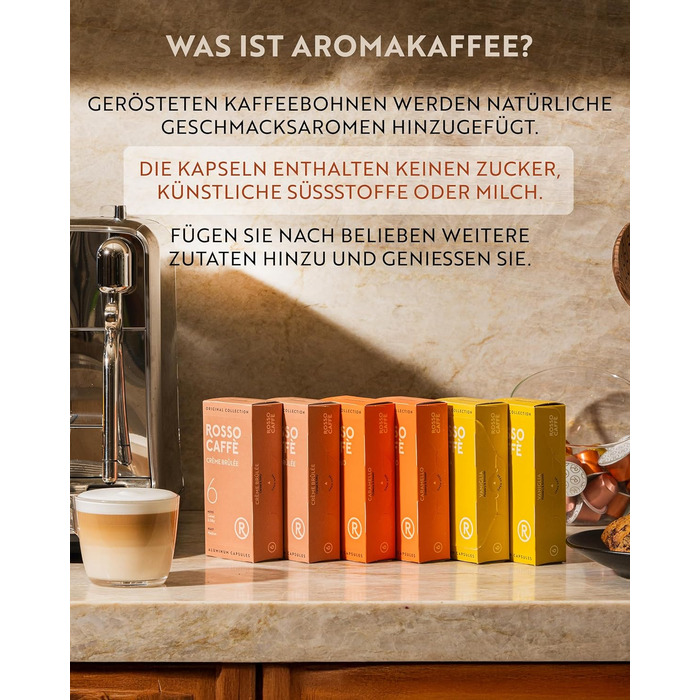 Капсули кави ROSSO CAFFÈ Nespresso, 120 шт. Аромакава, набір з 3 преміум смаків, сумісні з Nespresso, 120 шт.