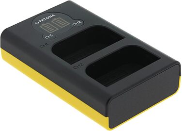 Зарядний пристрій Patona Dual LCD USB-C/Micro-USB для акумуляторів Olympus BLX-1 (OM System OM-1, OM-1 Mark II, OM-3) – одночасна зарядка 2-х акумуляторів з індикацією заряду, компактний для подорожей