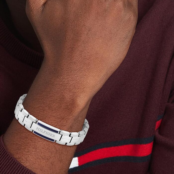 Браслет чоловічий Tommy Hilfiger з застібкою-карабіном, сталь/срібло/жовте золото