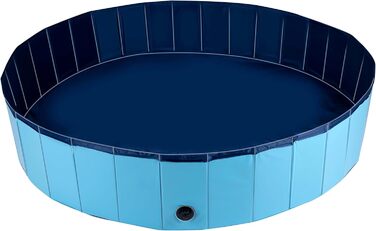 maxxpro Dog Pool - 160 x 30 cm - Suitable for Large Dog Breeds - Foldable - Non-Slip Bottom - with Drain Valve - Blue