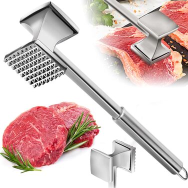 Кухонний молоток для м'яса Yopinmall з нержавіючої сталі, двосторонній, антипригарний, для шніцелів, котлет, стейків