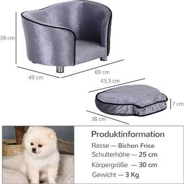 PawHut Софа для собак і котів, лежанка для тварин, диван для домашніх улюбленців