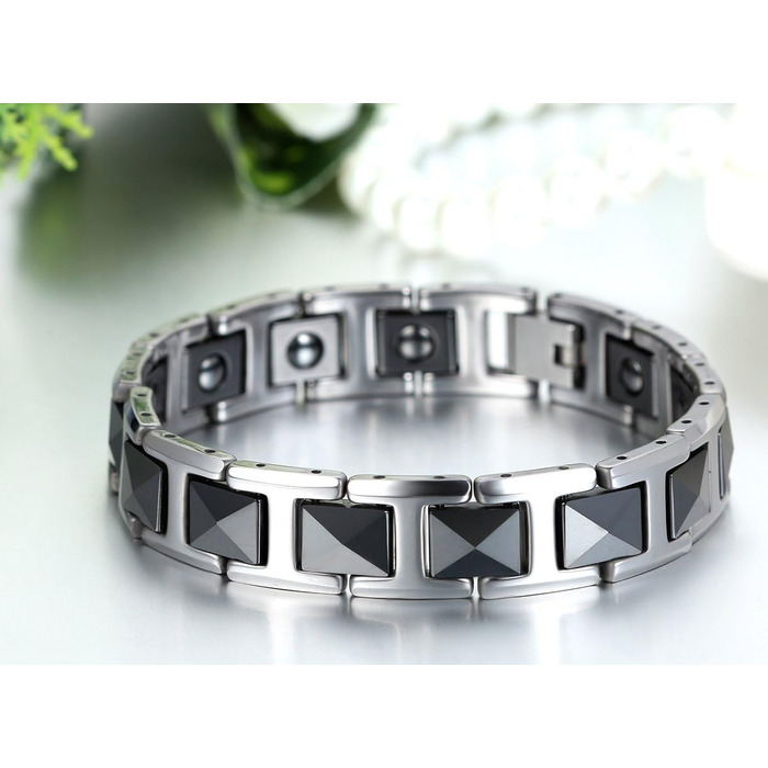 Чоловічий магнітний браслет JewelryWe, вольфрам-карбід, 12 мм, шестигранний, полірований, браслет-ланцюг, срібло/золото/чорне срібло