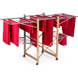 Сушарка для білизни Vitapur XXL з роликами - 2 рівні, 21м довжини, складна, 12см деревоподібний дизайн, мобільна, внутрішня/зовнішня, вантажопідйомність 25кг, 136x69см, економія місця