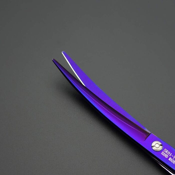 Набір професійних собачих ножиць для грумінгу 7 дюймів (5 шт.) - прямі, витончені, зігнуті, для волосся, гребінець, для правшів, фіолетовий