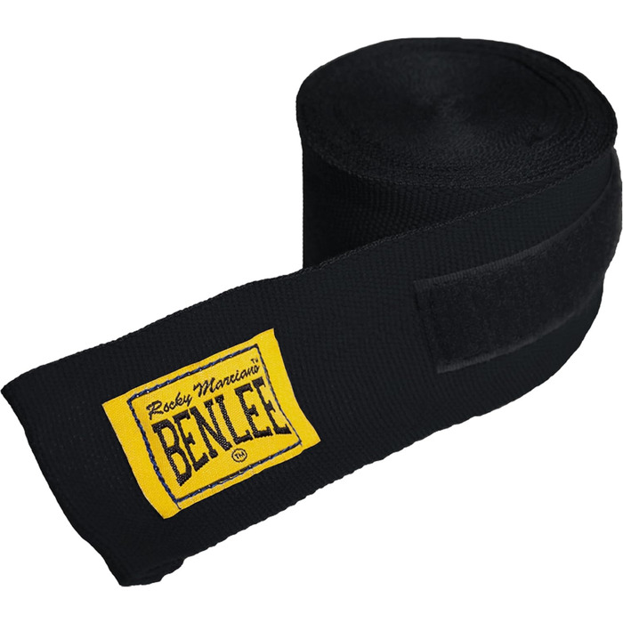 Боксерські рукавички BenLee з натуральної шкіри Fighter (Чорні, 14 oz) + Боксерські бандажі Rocky Marciano