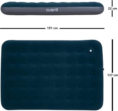 Надувна матрац-ліжко AVENLI для кемпінгу та дому (191x137x22 см) з вбудованим насосом для 1 особи