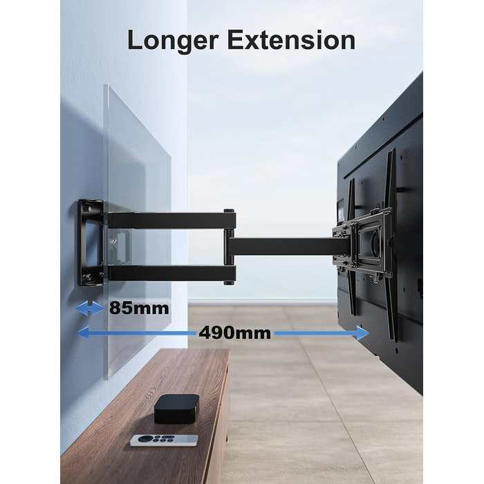 PERLESMITH Tilt & Swivel TV Wall Mount for 26-60 inch Flat & Curved TVs/Monitors (up to 40kg, VESA 400x400mm)