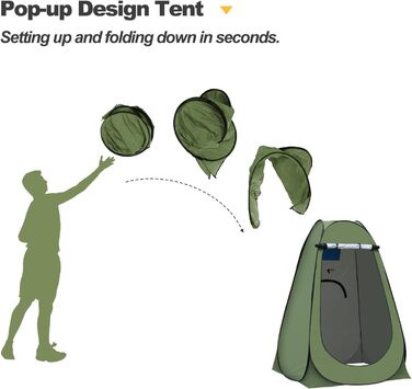 Намет-роздягальня CLIPOP для душу та відпочинку на природі, 120x120x190 см, зелений