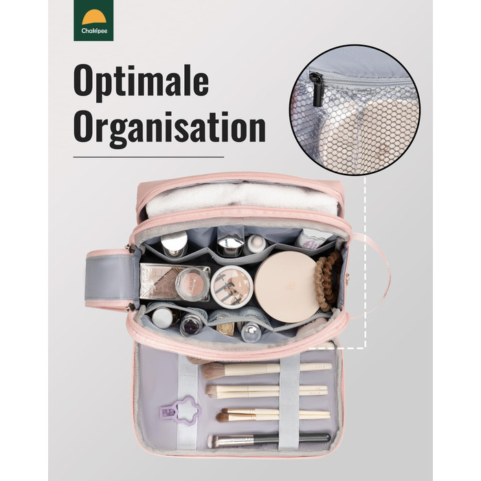 Чоловіча дорожня косметичка Kulturbeutel, водонепроникна, легка, з двома блискавками (Рожева)