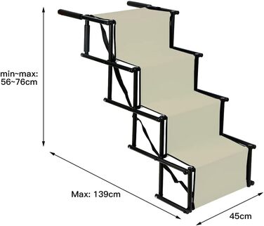 Зручна рампа для собак у машину, підходить для великих та маленьких собак. Складана рамка для авто, витримує вагу 90 кг (139*45*76 см - чорний/бежевий)