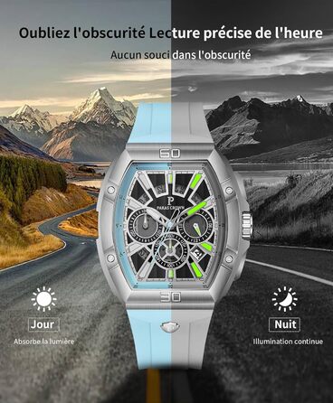 Чоловічий годинник-хронограф на кварцовому механізмі з японським годинниковим механізмом, 5ATM, корпус з нержавіючої сталі, ремінець з силікону (Blue3)