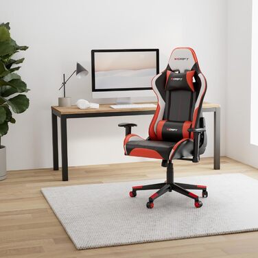 Ігрове крісло DRIFT DR175RED, екошкіра, 2D підлокітники, клас 4, чорний/червоний