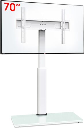 AOKCOS Adjustable TV Stand Base - Height 1350mm, Tilting & Swivel, for 32-70 inch TVs, Universal VESA 400x400, 40kg Capacity (White)