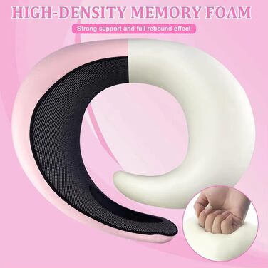 Подушка для шиї Rose - ергономічна, з піною з пам'яті, для подорожей, з маскою для очей та навушниками, рожева