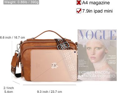 Сумка жіноча Gladdon через плече, шкіряна кросбоді, коричнева (A-braun) з регульованим плечовим ременем та застібкою-блискавкою