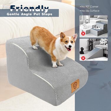 Сходинки для собак 2 шт., портативна сходинка для домашніх тварин з миючим покриттям, для маленьких собак, котів, з щільного поролону для ліжка та дивану