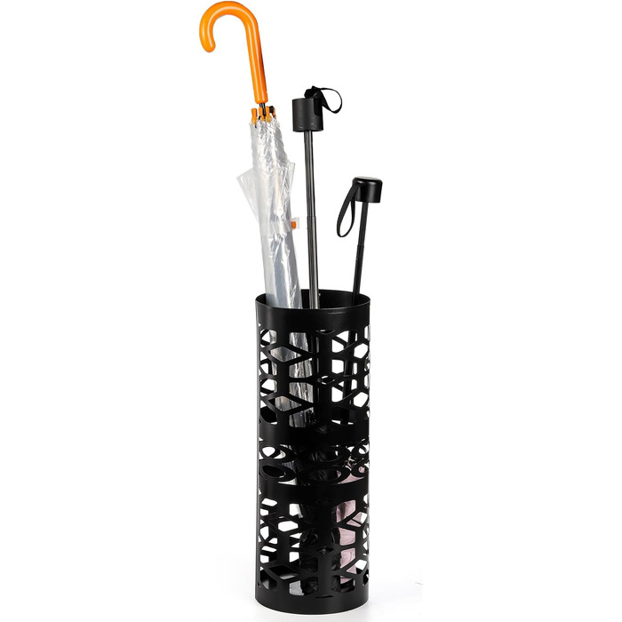 ZENFUN Metal Umbrella Stand - Freestanding Umbrella Holder for Entryway, Home, Office, Hotel - Black, 15x15x40 CM