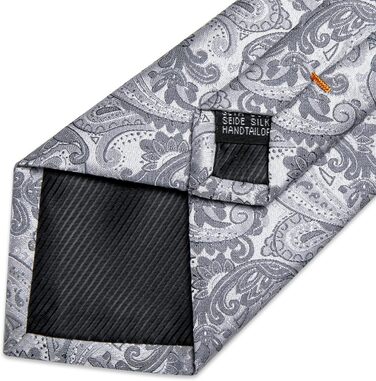 Набір краваток DiBanGu чоловічий: шовковий, з Paisley візерунком, краватка-метелик, затискач для краватки, запонки, для весілля та бізнесу, сірий