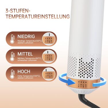 Набір для укладки волосся 6 в 1: мультистайлер, авто-локони, фен-щітка, об'єм, випрямлення, сушка (білий)