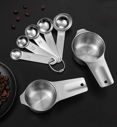 Measuring Cups and Spoons Set, Durable, 304 Premium Stainless Steel, Measuring Cups, Measuring Spoons, Kitchen Gadgets for Cooking, Baking (Large)