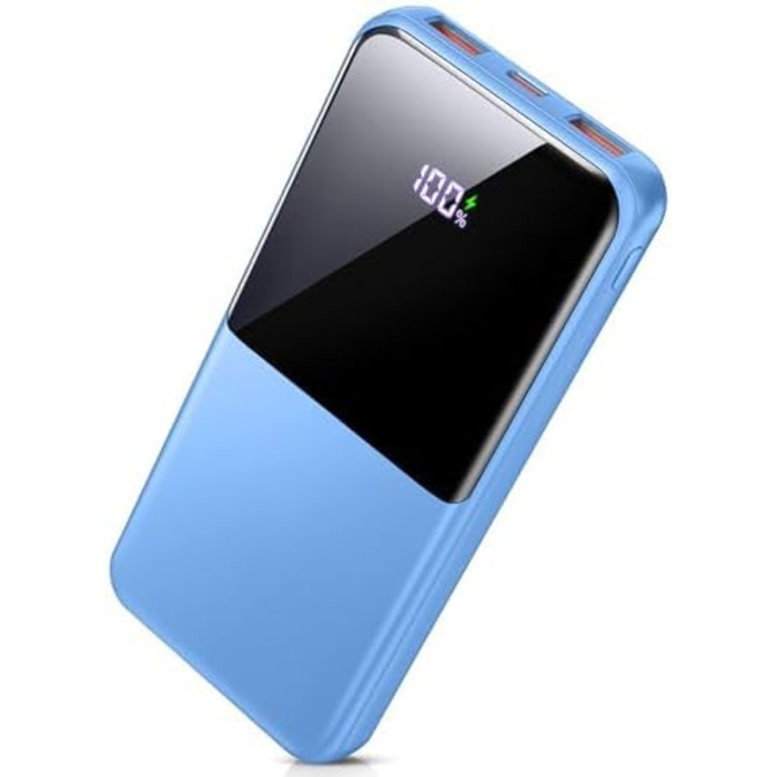 Power Bank 10000mAh, 22.5W, PD USB-C, для iPhone, Samsung та інших, чорний/синьо-чорний