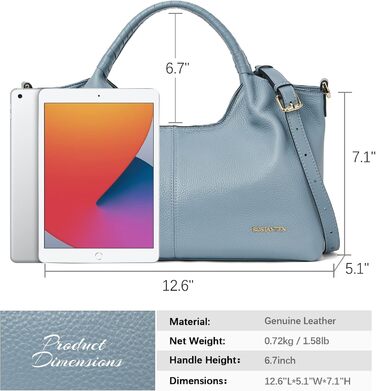 Сумка жіноча BOSTANTEN шкіряна шопер Hobo з ручкою та регульованим ременем, коричнева