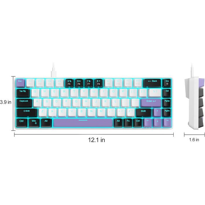 Механічна ігрова клавіатура MageGee MK-Box 68 клавіш TKL з LED-підсвічуванням, сіра (фіолетовий/червоний перемикач)