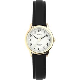 Жіночий наручний годинник Timex Easy Reader, 25 мм, шкіряний ремінець чорного кольору, золотистий корпус