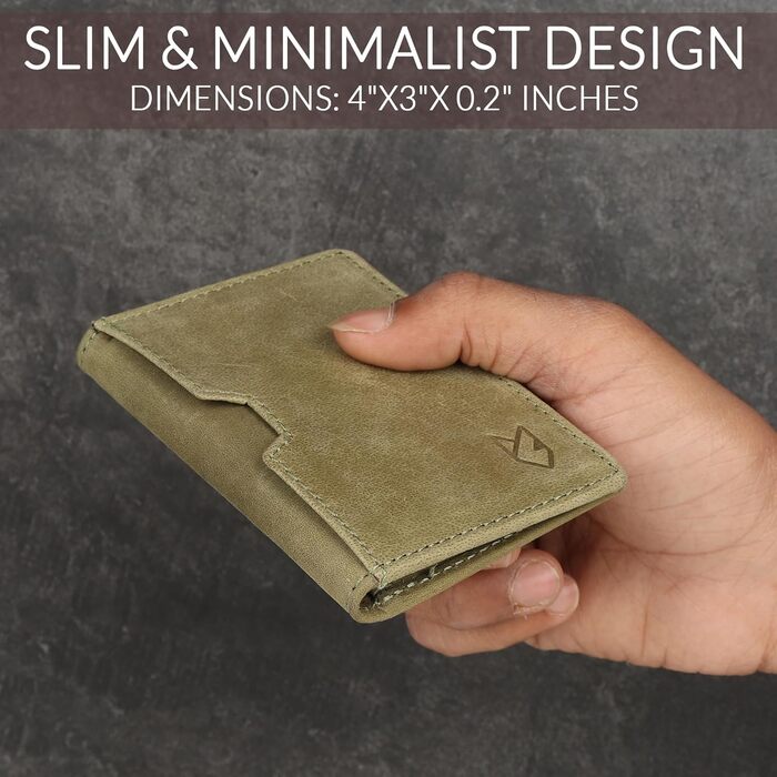 FOXHACKLE: Шкіряне картхолдер для жінок та чоловіків з RFID-блокуванням, тонкий, місткий, мінімалістичний (Паротовий зелений)