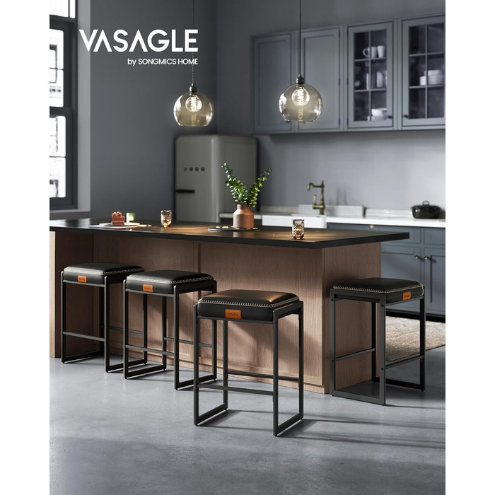 Барні стільці VASAGLE EKHO (2 шт.) - чорні, Mid-Century Modern, 66 см, для дому