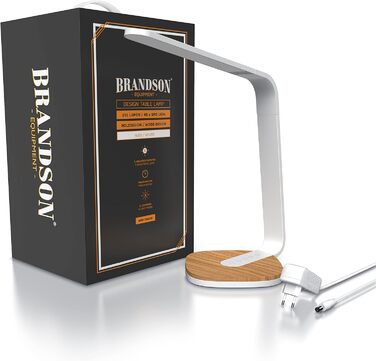 LED лампа настільна Brandson з деревом, регульована яскравість, 5 рівнів, 3 температури світла, для очей, 450 люмен, сенсорне управління, для офісу, читання, навчання, біла